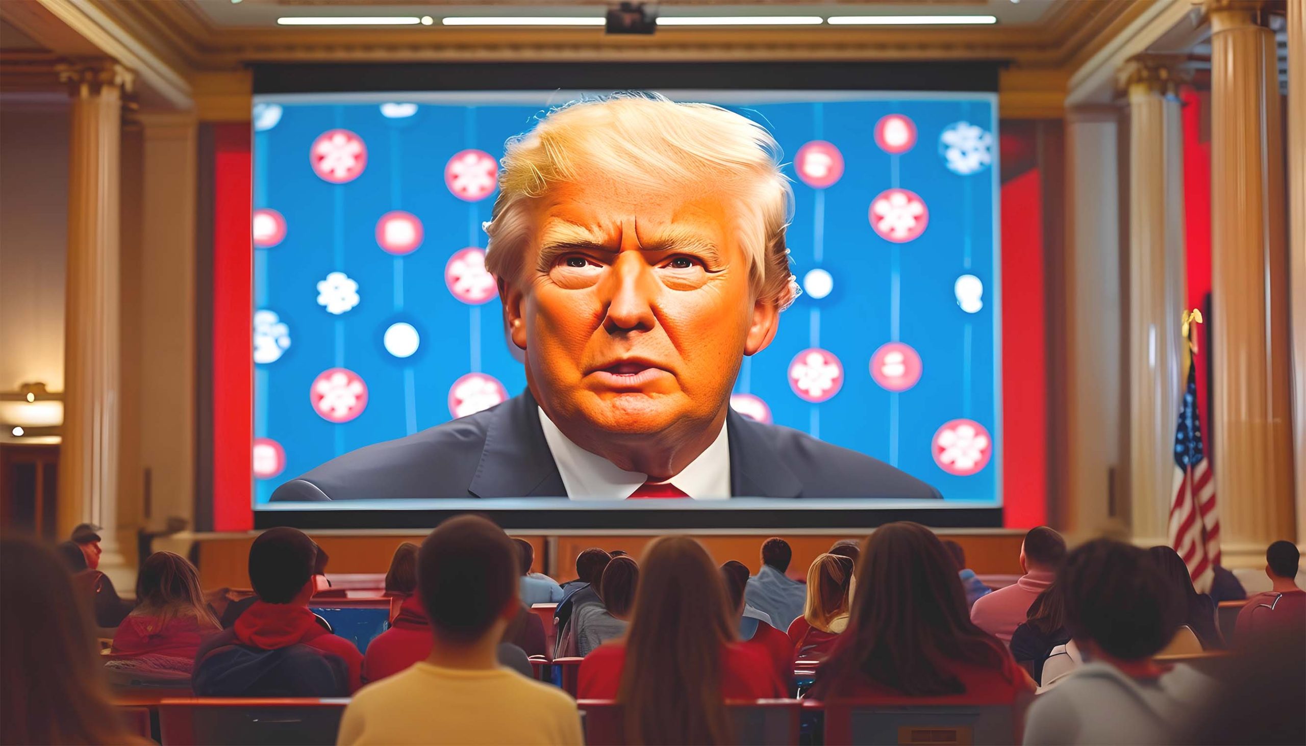 Donald Trump speaking at a press conference about U.S. immigration policies.